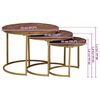 vidaXL Tavoli da Caff&egrave; Nido 3 pcs Legno massello di mango e acciaio