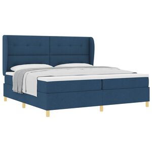 vidaXL Letto con molle e materasso Grigio Scuro 90x190 cm Tessuto Blu