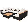 vidaXL Set Divani da Giardino 7 pz con Cuscini in Polyrattan Nero