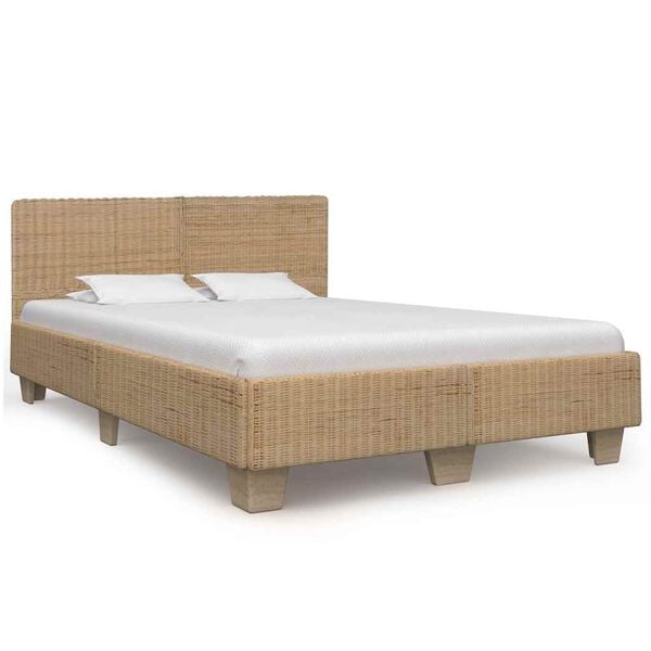 vidaXL Giroletto con Testiera senza Materasso 140x200 cm Vero Rattan