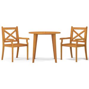 vidaXL Set Mobili da Pranzo per Giardino 3 pz Legno Massello di Acacia