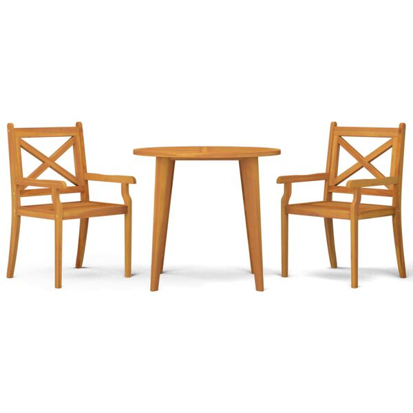 vidaXL Set Mobili da Pranzo per Giardino 3 pz Legno Massello di Acacia