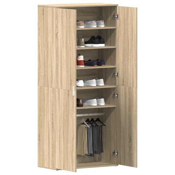 vidaXL Mobile per scarpe con porta Rovere Sonoma 80 x 39 x 178 cm
