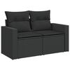 vidaXL Divano da giardino con cuscini 2 posti nero in polyrattan