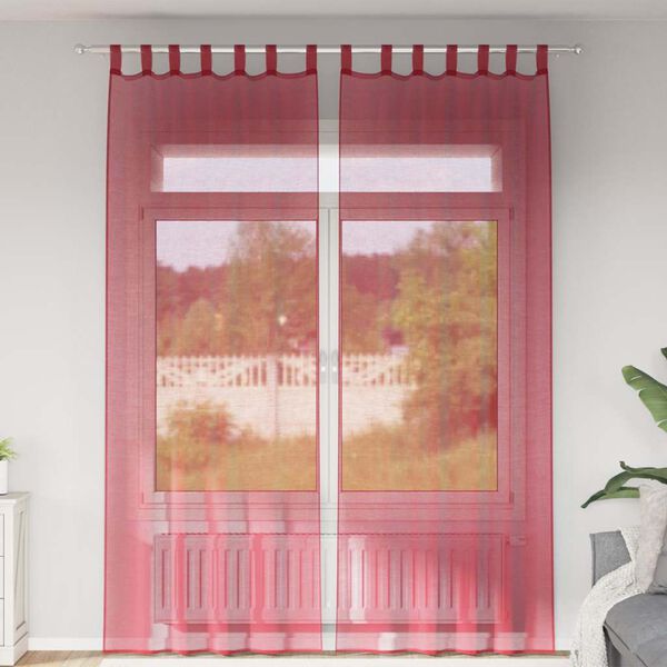 vidaXL Tende in Voile con Passanti 2 pz Rosso Vino 140x260 cm