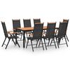 vidaXL Set da Pranzo da Giardino 9 pz in Alluminio Nero