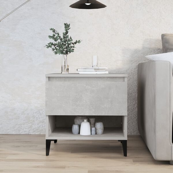 vidaXL Tavolino Grigio Cemento 50x46x50 cm in Legno Multistrato