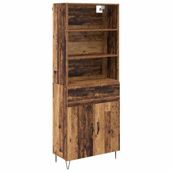 vidaXL Credenza con cassetto 2 pcs Legno vecchio Legno multistrato