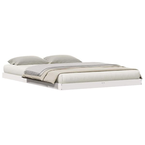 vidaXL Struttura letto a terra Bianco 213.5 x 104 x 9 cm Pino massello