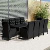 vidaXL Set da Pranzo da Giardino 11 pz in Polyrattan Nero