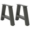 vidaXL Gambe per Tavolino da Caff&egrave; a Forma di A 2 pz Antracite 30x(30-31) cm Acciaio