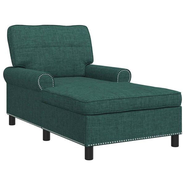 vidaXL Chaise Lounge con cuscino Verde Scuro 91 x 157 x 91 cm Tessuto
