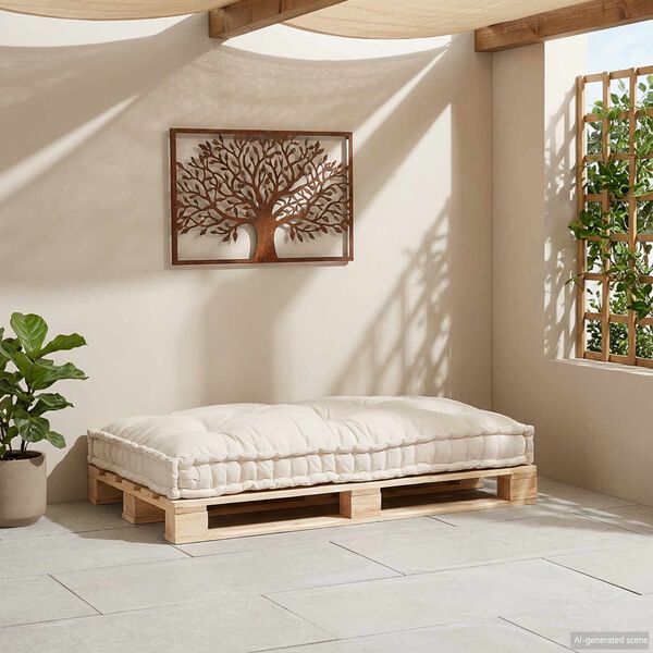 vidaXL Cuscino per Divano Pallet Crema 120 x 80 x 12 cm Tessuto