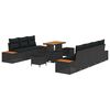 vidaXL Set Divano da Giardino 10 pz 9-Numero di posti Nero Poly Rattan