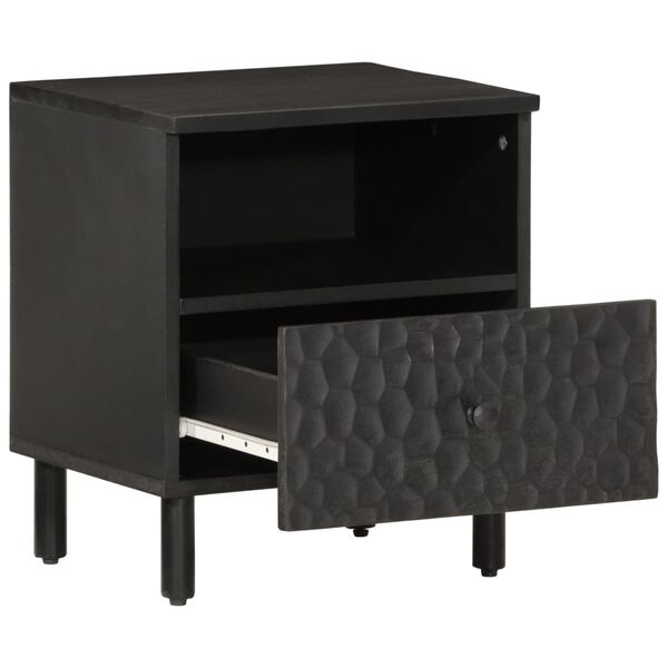 vidaXL Comodino Nero 40x33x46 cm in Legno Massello di Mango