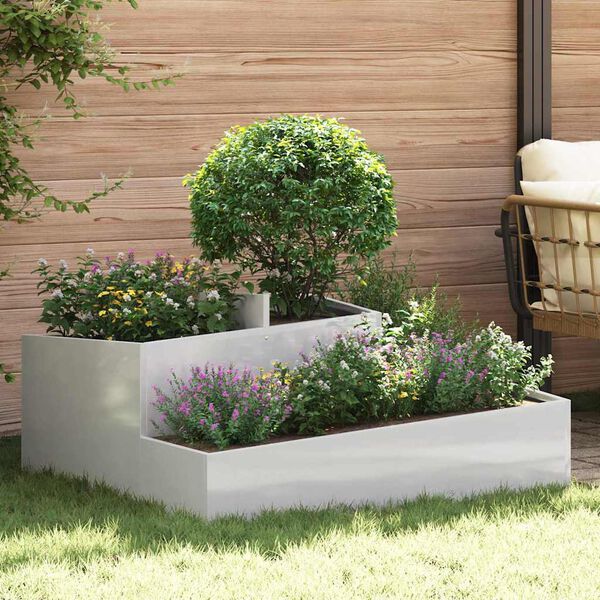 vidaXL Vaso da giardino Argento 100 x 100 x 50 cm Acciaio inossidabile