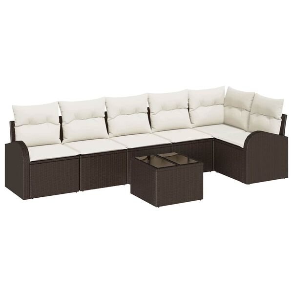 vidaXL Set Divano da Giardino Marrone polyrattan