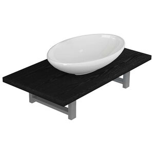 vidaXL Set Mobili da Bagno 2 pz Ceramica Nero