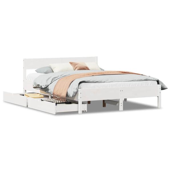 vidaXL Letto senza Materasso Bianco 150x200 cm Legno Massello di Pino