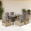vidaXL Set da Pranzo da Giardino 7 pz con Cuscini Beige in Polyrattan