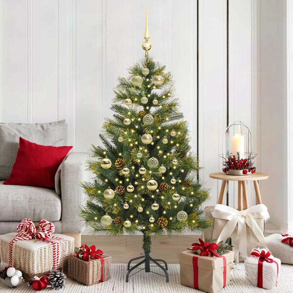 vidaXL Albero di Natale artificiale pieghevole con coni Verde 150 cm
