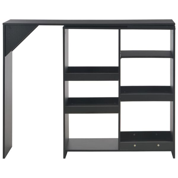 vidaXL Tavolo da Bar con Scaffale Mobile Nero 138x39x110 cm