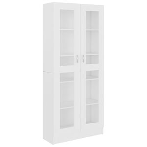 vidaXL Armadietto Vetrina Bianco 82,5x30,5x185 cm Legno Multistrato