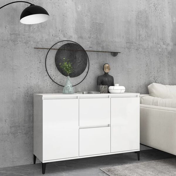 vidaXL Credenza Bianco Lucido 102x35x70 cm in Legno Multistrato