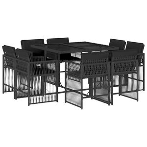 vidaXL Set da Pranzo da Giardino 9 pz con Cuscini Nero in Polyrattan