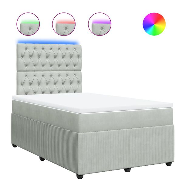 vidaXL Giroletto a Molle con Materasso Grigio Chiaro 120x190cm Velluto