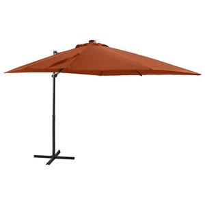 vidaXL Ombrellone a Sbalzo con Palo e Luci a LED Terracotta 250 cm