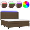 vidaXL Letto a Molle Materasso e LED Marrone Scuro 160x200 cm Tessuto