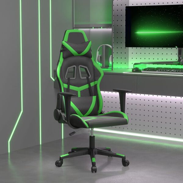 vidaXL Sedia da Gaming Nera e Verde in Similpelle