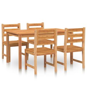 vidaXL Set da Pranzo per Giardino 5 pz in Legno Massello di Teak