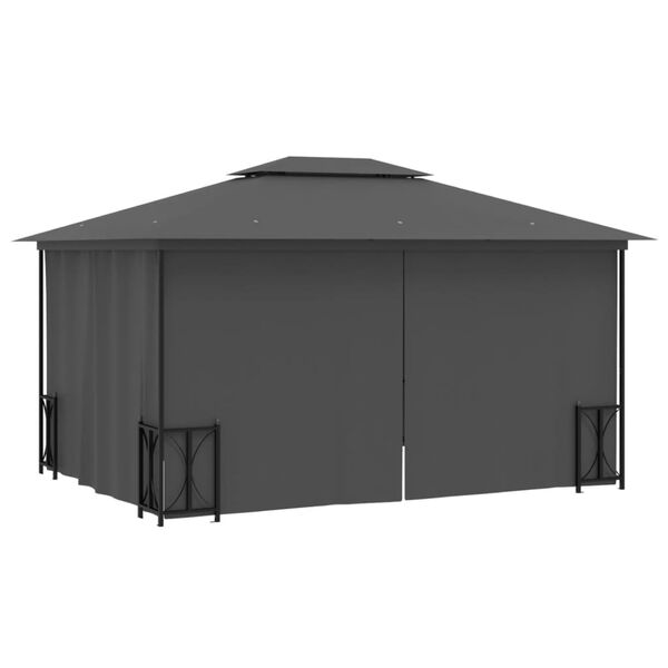 vidaXL Gazebo con Teli Laterali e Doppio Tetto 3x4 m Antracite