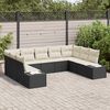 vidaXL Set Divano da Giardino con cuscino 9 pcs Nero polyrattan