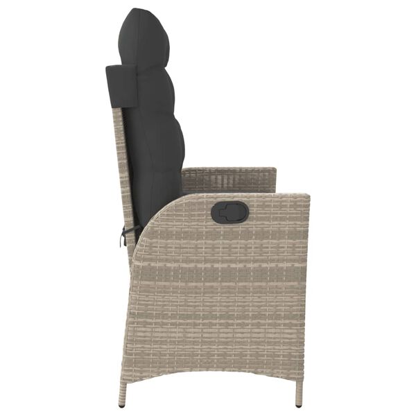 vidaXL Panca Reclinabile Giardino con Cuscini Grigio Chiaro Polyrattan