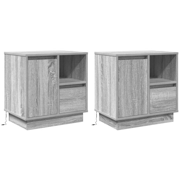 vidaXL Armadio da Notte con cassetto 2 pcs Grigio 50 x 34,5 x 50 cm.