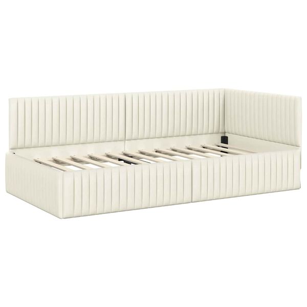vidaXL Cornice del letto ad angolo Crema 100 cm x 200 cm Velluto