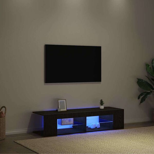 vidaXL Mobile TV Rovere Nero 135 x 39 x 30 cm Legno multistrato