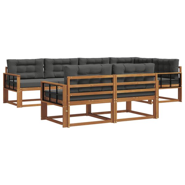 vidaXL Set di divani da esterno con cuscino 7 pcs Naturale e Antracite