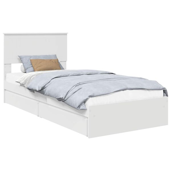 vidaXL Letto con Contenitore Bianco 90 x 200 cm Legno multistrato