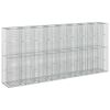 vidaXL Letto rialzato in gabbione 4 pz 330 x 50 x 150 cm Argento