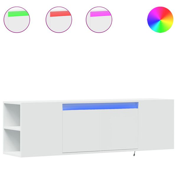 vidaXL Mobile TV a Parete con Luci LED Bianco 135x31x39,5 cm