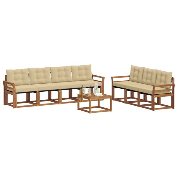 vidaXL Set di divani da esterno con cuscino 8 pcs Naturale e Beige