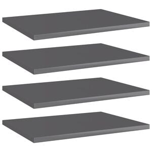 vidaXL Ripiani per Libreria 4pz Grigio Lucido 40x30x1,5cm Multistrato