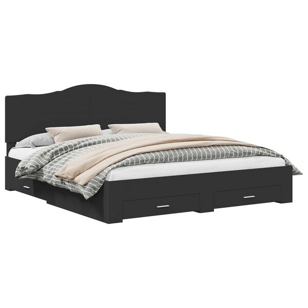 vidaXL Struttura del letto Nero 200 x 200 cm Legno multistrato