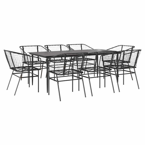 vidaXL Set da Pranzo da Giardino 9 pz Polyrattan Vetro
