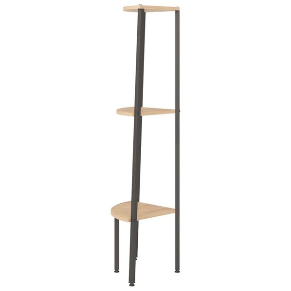 vidaXL Scaffale Angolare 3 Livelli Marrone Chiaro Nero 45,5x31,5x120cm