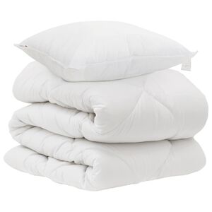 vidaXL Piumone con cuscino 2 pcs Bianco Microfibra